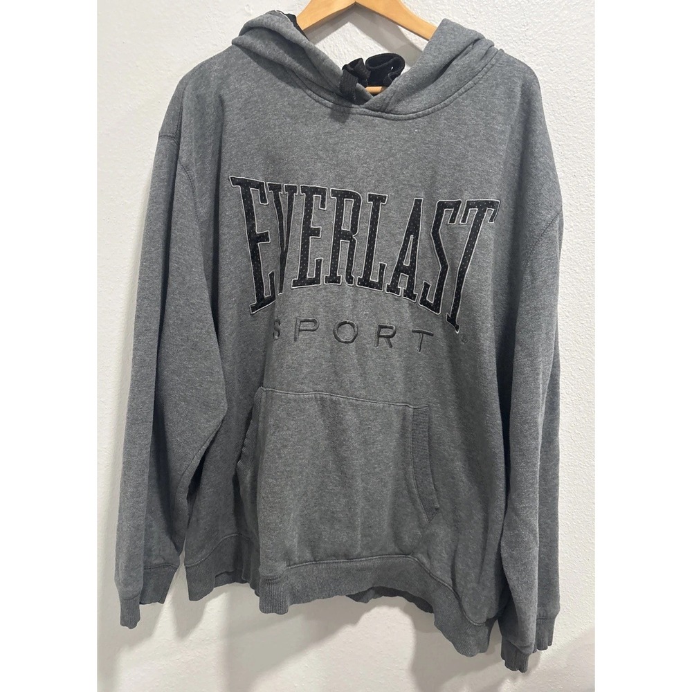 Everlast Sport Men's Grey Pullover Hoodie Logo Pockets Drawstring Size 3XL